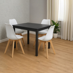 Kosy Koala 4 Seater Faux Leather Arrow Design Dining Set Charcoal and White - Dark Grey - Wilko - thumbnail 6