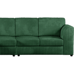 Luxor 4 Seater Green Jumbo Cord Left Hand Facing Full Back L Shaped Corner Sofa Set - Wilko - thumbnail 4