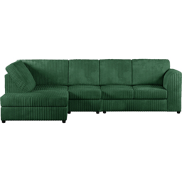 Luxor 4 Seater Green Jumbo Cord Left Hand Facing Full Back L Shaped Corner Sofa Set - Wilko - thumbnail 3