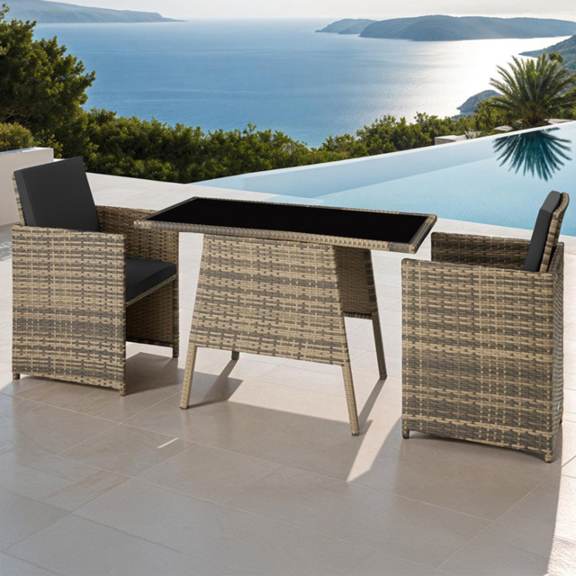 tectake Lausanne 2 Seater Nature Garden Bistro Set - Brown - Wilko - image 1