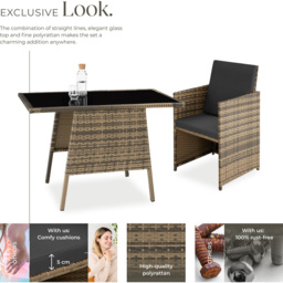 tectake Lausanne 2 Seater Nature Garden Bistro Set - Brown - Wilko - thumbnail 5