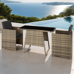 tectake Lausanne 2 Seater Nature Garden Bistro Set - Brown - Wilko - thumbnail 1