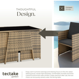 tectake Lausanne 2 Seater Nature Garden Bistro Set - Brown - Wilko - thumbnail 6
