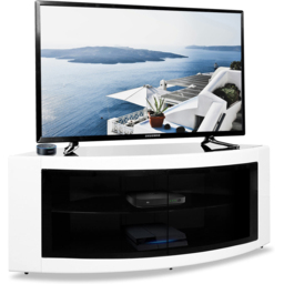 Centurion Supports Pangea 2 Door 2 Shelf Gloss Black and White TV Cabinet - Size: 45 x 118 x 45cm - Multi - Wilko - thumbnail 4