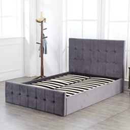 Portland Kosy Koala Single Grey Velvet Cushioned Gas Lift Ottoman Bed with Mattress - Wilko - thumbnail 3