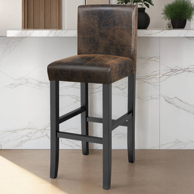 Tectake Antique Brown Leather Padded Bar Stool Set of 2 - Size: 107 x 40 x 41cm - Wilko - image 1