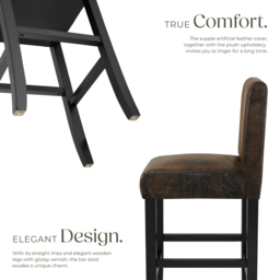 Tectake Antique Brown Leather Padded Bar Stool Set of 2 - Size: 107 x 40 x 41cm - Wilko - thumbnail 4