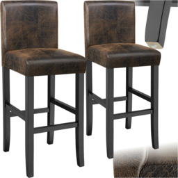 Tectake Antique Brown Leather Padded Bar Stool Set of 2 - Size: 107 x 40 x 41cm - Wilko - thumbnail 3