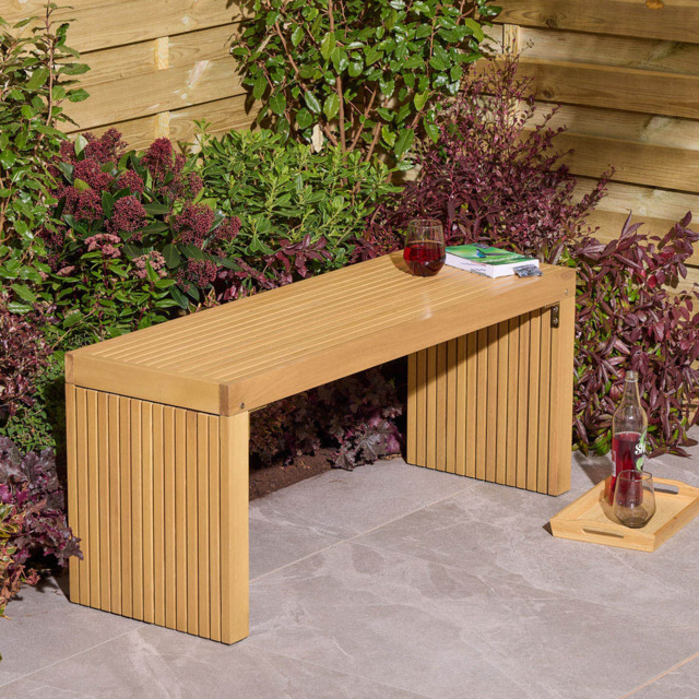 Rowlinson Kyoto 2 Seater Natural Wooden Garden Bench - Brown - Wilko - image 1