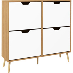 Portland 4 Drawer Natural Shoe Storage Cabinet - Brown - Wilko - thumbnail 3