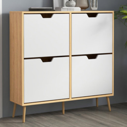 Portland 4 Drawer Natural Shoe Storage Cabinet - Brown - Wilko