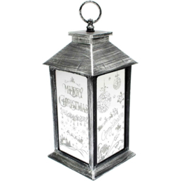 Shatchi Rustic Silver LED Lantern Christmas Decoration - Size: 22 x 4 x 8cm - Wilko - thumbnail 4
