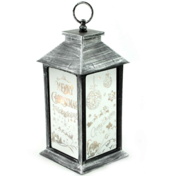 Shatchi Rustic Silver LED Lantern Christmas Decoration - Size: 22 x 4 x 8cm - Wilko