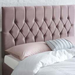 Aspire Furniture Catherine Lansfield Boutique King Size Blush Brushed Velvet Headboard - Pink - Aspire Beds - Wilko - thumbnail 1
