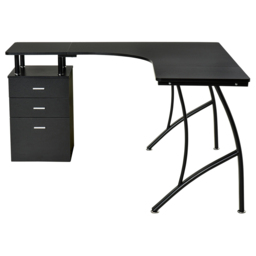 Portland L-Shaped Storage Drawer Desk Black - Size: 143 x 143 x 76cm - Wilko - thumbnail 3