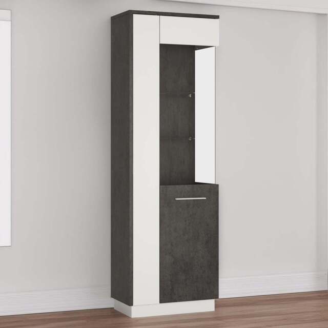 Florence Zingaro Single Door Glazed Right Hand Display Cabinet - Grey - Furniture To Go - Wilko - image 1