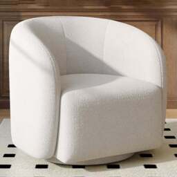 Living and Home White Teddy Fleece Swivel Upholstered Tub Chair - Size: Single - Wilko