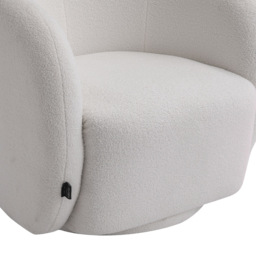 Living and Home White Teddy Fleece Swivel Upholstered Tub Chair - Size: Single - Wilko - thumbnail 4