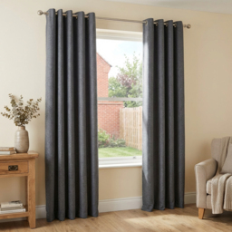 My Home Taylor Charcoal Blackout Eyelet Curtains 229cm - Size: W 228 x D 228cm - Wilko - thumbnail 7