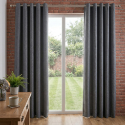 My Home Taylor Charcoal Blackout Eyelet Curtains 229cm - Size: W 228 x D 228cm - Wilko - thumbnail 4