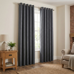 My Home Taylor Charcoal Blackout Eyelet Curtains 229cm - Size: W 228 x D 228cm - Wilko - thumbnail 6