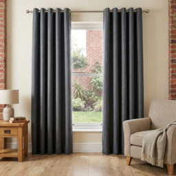 My Home Taylor Charcoal Blackout Eyelet Curtains 229cm - Size: W 228 x D 228cm - Wilko - thumbnail 5