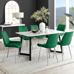 Furniturebox Copeland Cesano Marble Effect 6 Seater Dining Set White Green and Chrome - Wilko - thumbnail 1