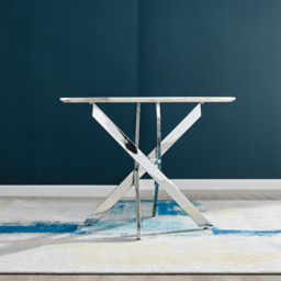 Furniturebox Arona 4 Seater Round Dining Table White Marble and Silver - Wilko - thumbnail 7