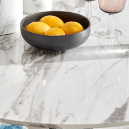 Furniturebox Arona 4 Seater Round Dining Table White Marble and Silver - Wilko - thumbnail 4