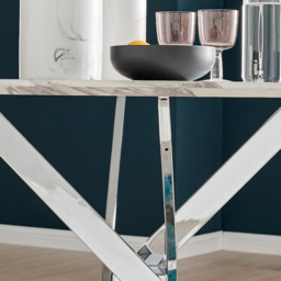 Furniturebox Arona 4 Seater Round Dining Table White Marble and Silver - Wilko - thumbnail 6