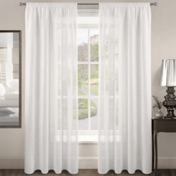 Velosso Riva Plain White Slot Top Voile Panel Curtain 150 x 182cm - Size: W 150 x D 182cm - Wilko