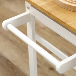 HOMCOM Bamboo Breakfast Cart with 2 Drawer Drop Leaf Table and Stools - Size: 46.5 x 31 x 91cm - White - Wilko - thumbnail 5