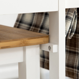 HOMCOM Bamboo Breakfast Cart with 2 Drawer Drop Leaf Table and Stools - Size: 46.5 x 31 x 91cm - White - Wilko - thumbnail 4
