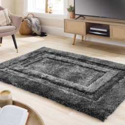 Origins Frame Charcoal Rug 120 x 170cm - Size: 120 x 170 x 2.5cm - Grey - Wilko - thumbnail 3