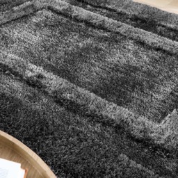 Origins Frame Charcoal Rug 120 x 170cm - Size: 120 x 170 x 2.5cm - Grey - Wilko - thumbnail 6