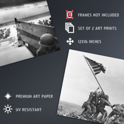 Artery8 Normandy Landings Soldiers Raising Flag Jaws Of Death War Wall Art Print 30 x 41cm 2 Pack - Size: 40.5 x 30.5 x 0.3cm - Grey - Wilko - thumbnail 5