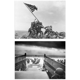 Artery8 Normandy Landings Soldiers Raising Flag Jaws Of Death War Wall Art Print 30 x 41cm 2 Pack - Size: 40.5 x 30.5 x 0.3cm - Grey - Wilko - thumbnail 1