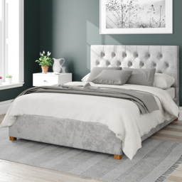 Aspire Olivier Small Double Silver Mirazzi Velvet Ottoman Bed - Aspire Beds - Wilko