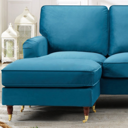 Woodbury 3 Seater Teal Velvet Reversible Corner Sofa - Blue - Artemis Home - Wilko - thumbnail 3