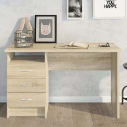 Florence Function Plus 3 Drawer Desk Oak Effect - Size: 48 x 120 x 72cm - Brown - Furniture to Go - Wilko - thumbnail 1