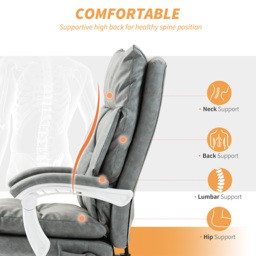 HOMCOM Grey Adjustable Desk Chair with Lumbar Support - Size: 121 x 65 x 76cm - Wilko - thumbnail 6