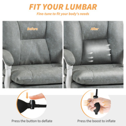HOMCOM Grey Adjustable Desk Chair with Lumbar Support - Size: 121 x 65 x 76cm - Wilko - thumbnail 5