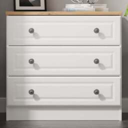 Crowndale Norfolk 3 Drawer White Ash and Bardolino Oak Chest of Drawers Ready Assembled - White Ash & Bardolino Oak - Wilko - thumbnail 1