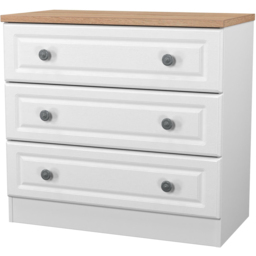 Crowndale Norfolk 3 Drawer White Ash and Bardolino Oak Chest of Drawers Ready Assembled - White Ash & Bardolino Oak - Wilko - thumbnail 4