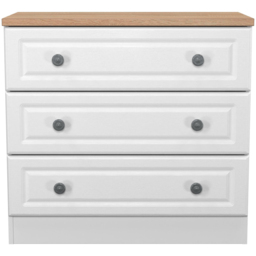 Crowndale Norfolk 3 Drawer White Ash and Bardolino Oak Chest of Drawers Ready Assembled - White Ash & Bardolino Oak - Wilko - thumbnail 3