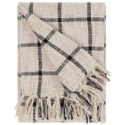 Yard Beni Natural and Black Checked Fringed Throw 130 x 180cm - Size: 180 x 130cm - Multi - Yard Living - Wilko