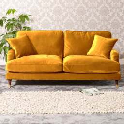 Mackenzie 2 Seater Yellow Plush Velvet Sofa - Artemis Home - Wilko - thumbnail 1