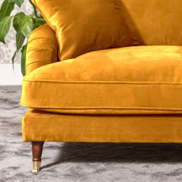 Mackenzie 2 Seater Yellow Plush Velvet Sofa - Artemis Home - Wilko - thumbnail 4