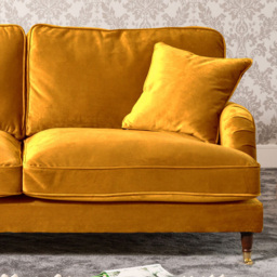 Mackenzie 2 Seater Yellow Plush Velvet Sofa - Artemis Home - Wilko - thumbnail 3