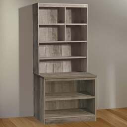 R White Cabinets 8 Shelf Grey Desk Height Bookcase with Hutch - Size: 182.8 x 85 x 54cm - Wilko - thumbnail 1